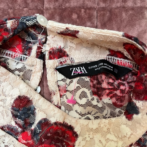 Cute Zara Lace floral top. Very soft and comfy. Beautiful top. - Picture 3 of 3